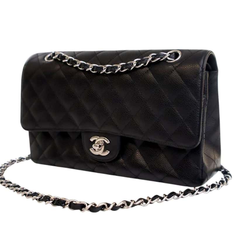 Chanel Medium Classic Caviar Double Flap Black Leather Good condition - Inside View