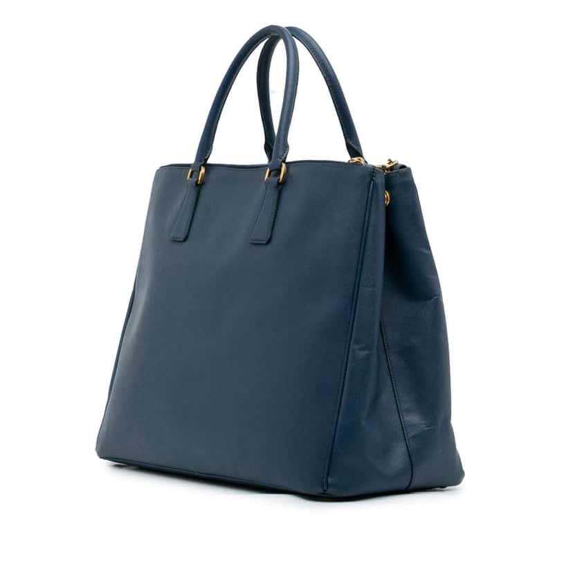 Prada Extra Large Saffiano Lux Galleria Double Zip Tote Blue Leather Good condition - Back View
