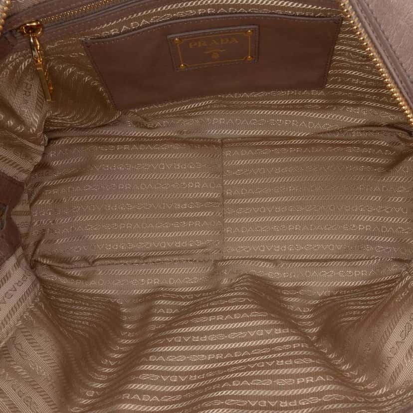 Prada Vitello Shine Bauletto Satchel Brown Leather Good condition - Model View