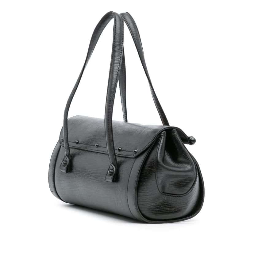 Gucci Leather Bamboo Bullet Shoulder Bag Black Leather Fair condition - Back View