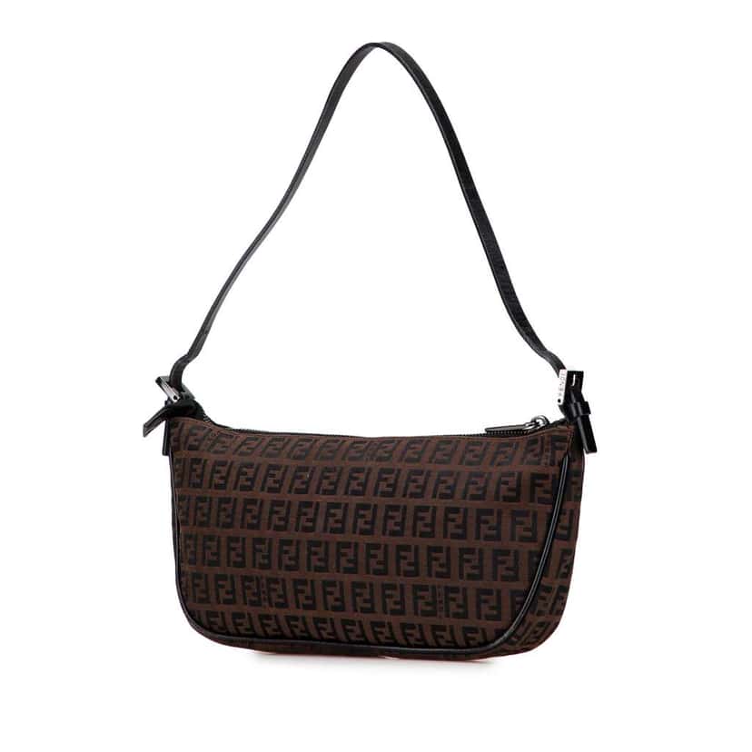 Fendi Zucchino Canvas Shoulder Bag Brown Canvas Good condition - Back View