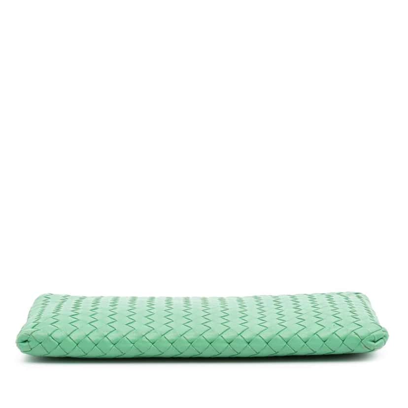 Bottega Veneta Nappa Intrecciato Clutch Green Leather Good condition - Inside View