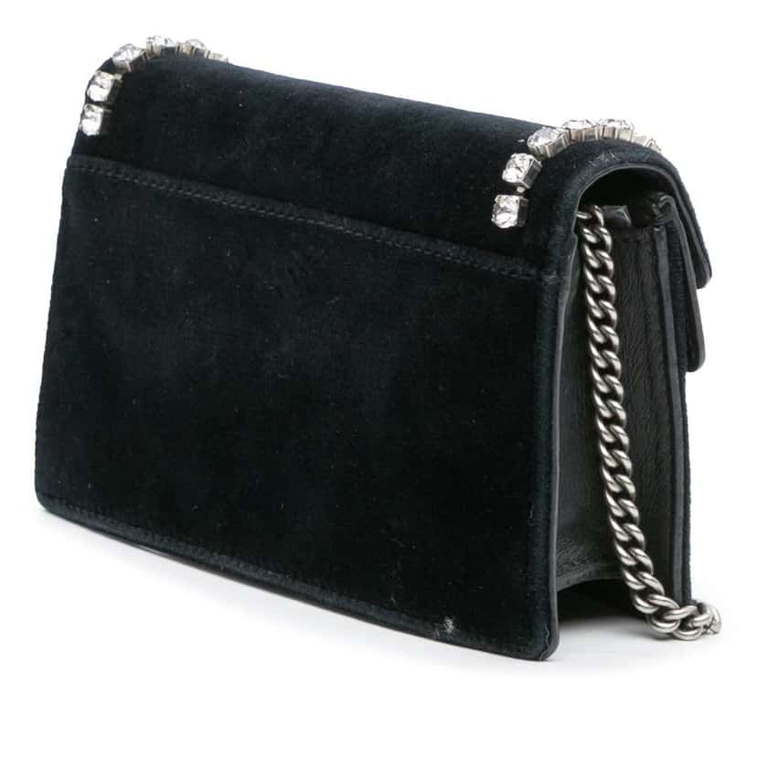 Gucci Mini Crystal Embellished Velvet Dionysus Crossbody Black Velvet Good condition - Back View