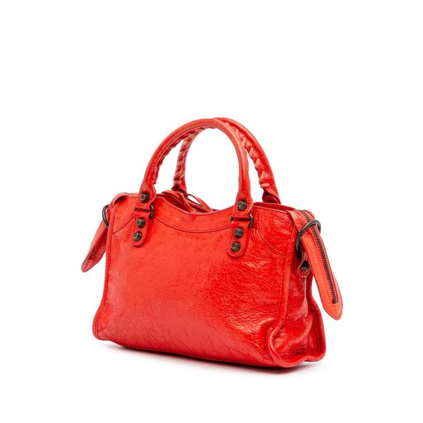 Balenciaga Mini Lambskin Motocross Classic City Satchel Red Leather Good condition - Back View
