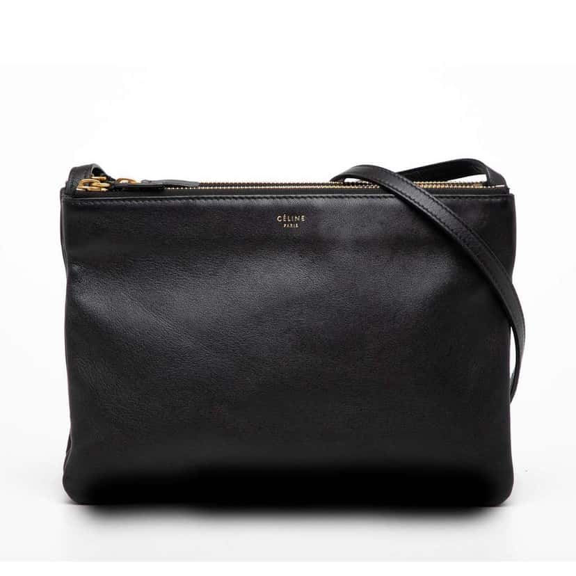 Celine Large Lambskin Trio Crossbody Black Leather Good condition - Front View