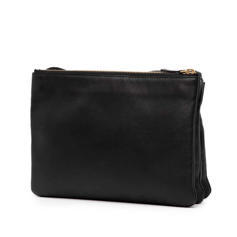 Celine Large Lambskin Trio Crossbody Black Leather Good condition - Back View