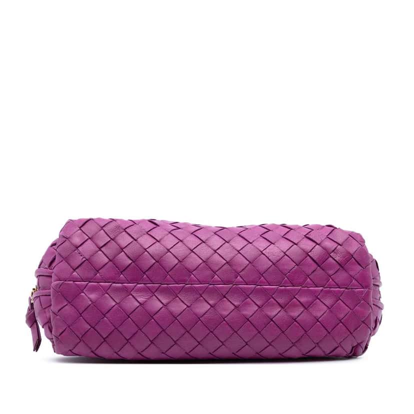 Bottega Veneta Nappa Intrecciato Cosmetic Pouch Purple Leather Good condition - Inside View