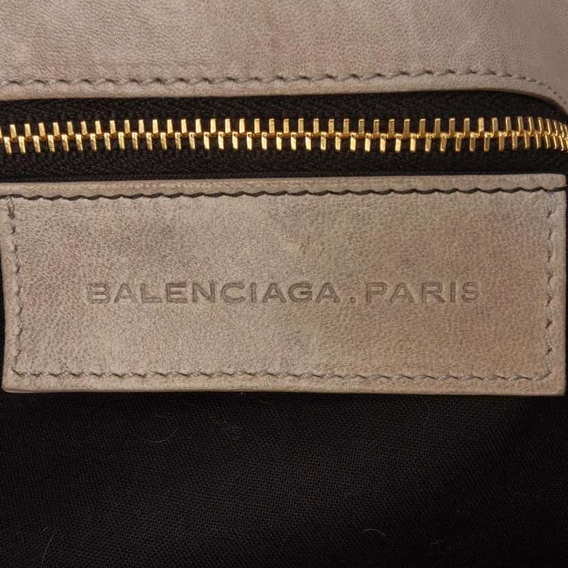 Balenciaga Patent Trimmed Lambskin Lune Satchel Brown Leather Good condition - Box View