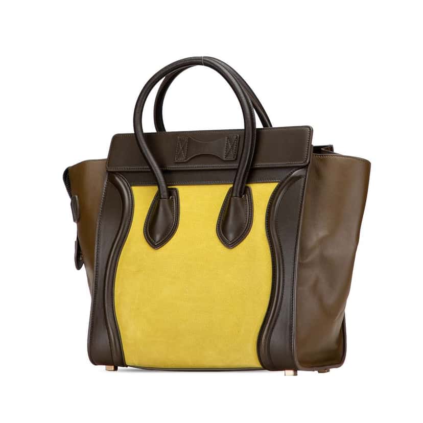 Celine Micro Tricolor Leather Luggage Tote Yellow Leather Good condition - Back View