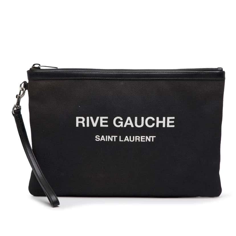Saint Laurent Canvas Rive Gauche Clutch Black Canvas Good condition - Front View