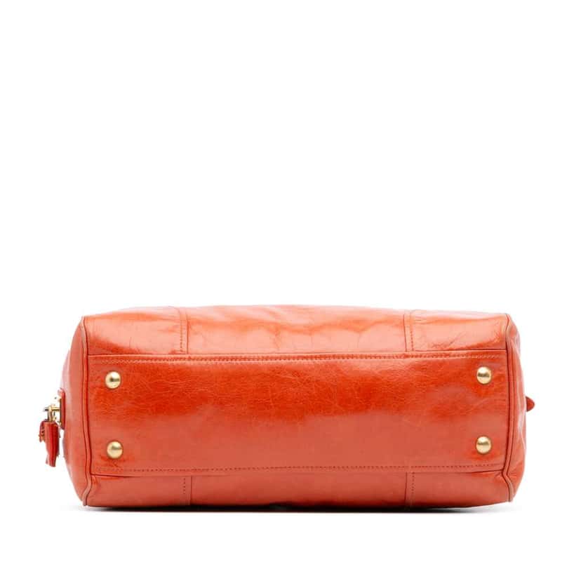 Prada Vitello Shine Bauletto Satchel Orange Leather Good condition - Inside View