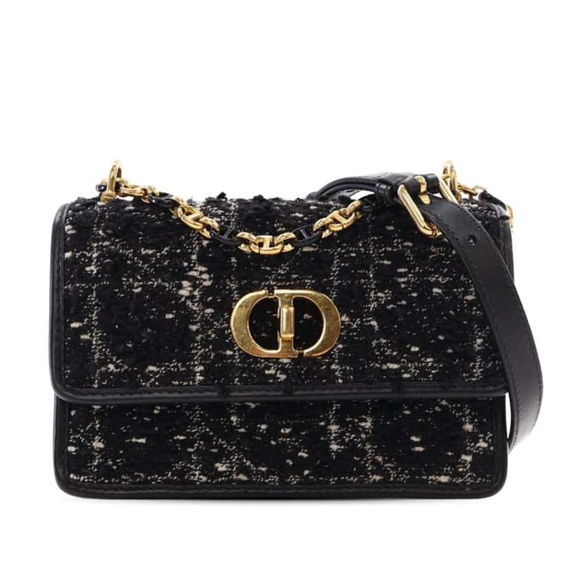 Dior Mini Tweed Macrocannage Miss Caro Bag Black Tweed Good condition - Front View