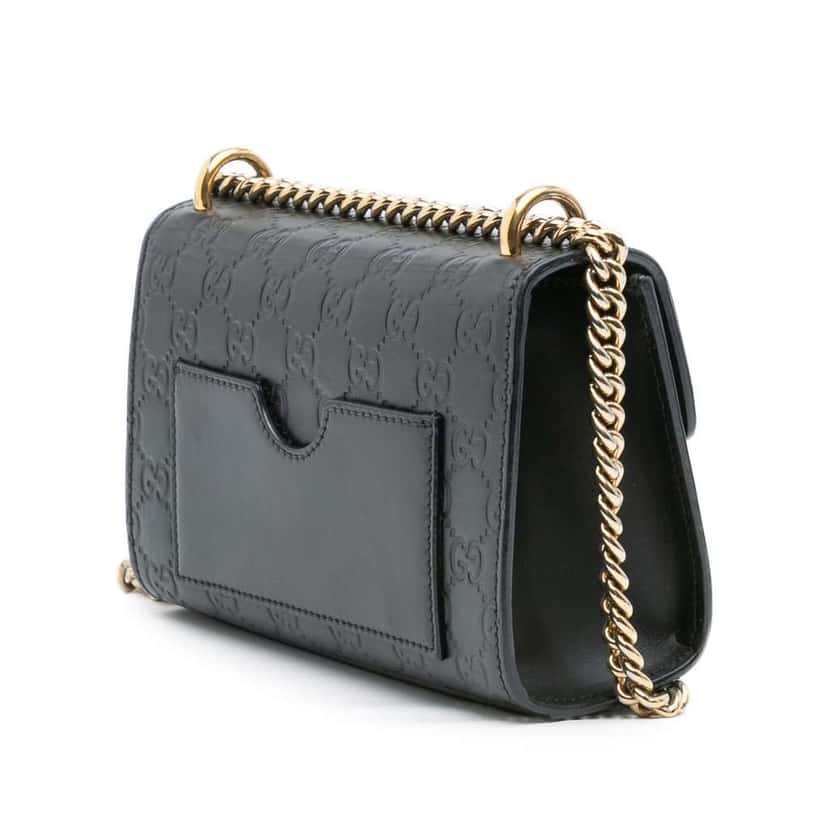 Gucci Small Guccissima Padlock Crossbody Black Leather Very good condition - Back View