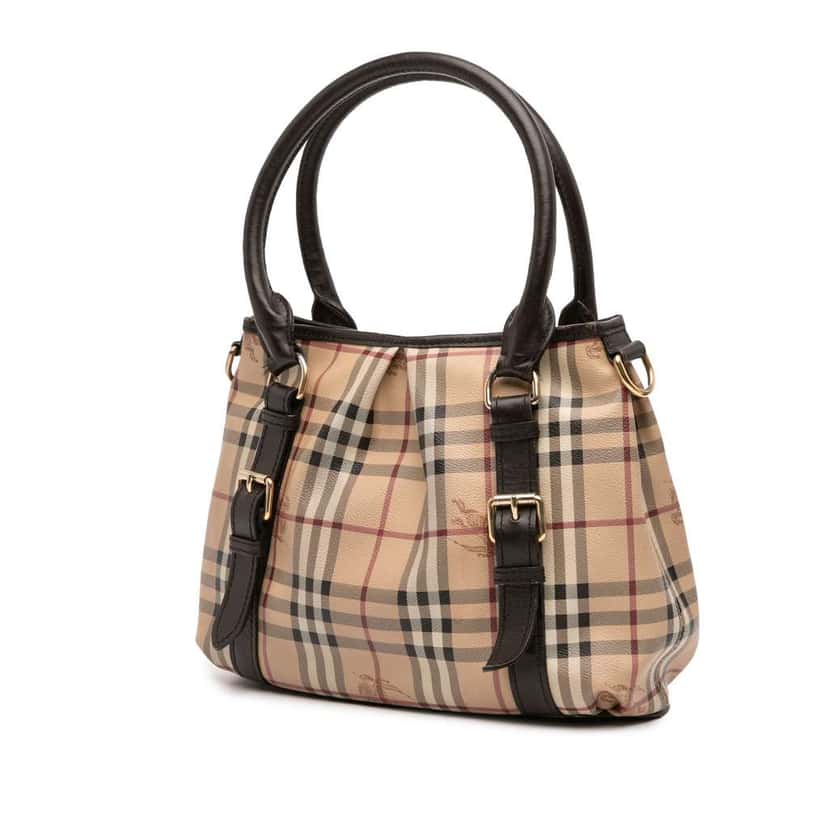 Burberry Small Haymarket Check Coated Canvas Northfield Satchel Brown Canvas Good condition - Back View