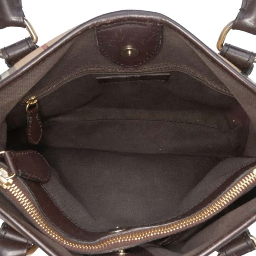 Burberry Small Haymarket Check Coated Canvas Northfield Satchel Brown Canvas Good condition - Model View
