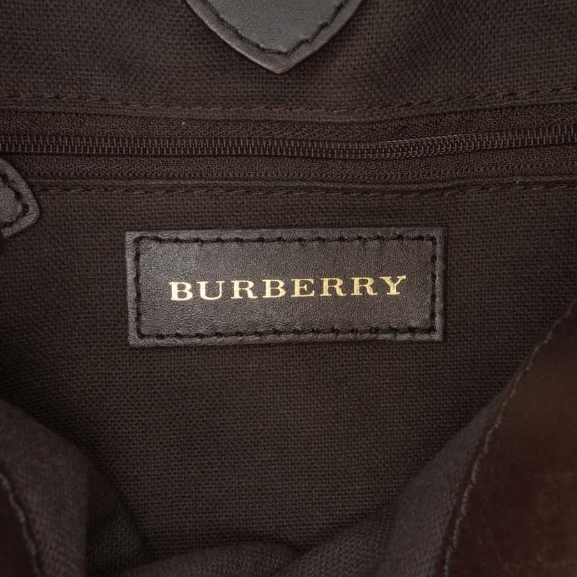 Burberry Small Haymarket Check Coated Canvas Northfield Satchel Brown Canvas Good condition - Box View
