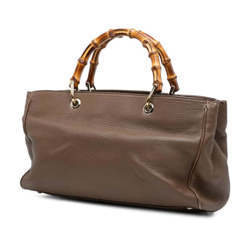 Gucci Medium Calfskin Bamboo Shopper Satchel Brown Leather Good condition - Back View