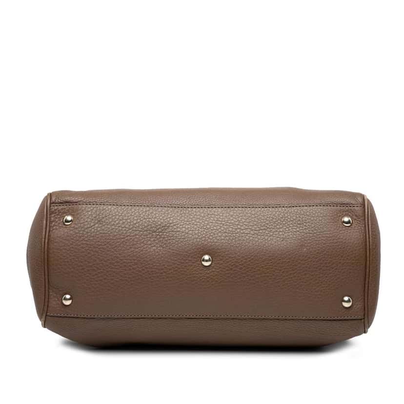 Gucci Medium Calfskin Bamboo Shopper Satchel Brown Leather Good condition - Inside View