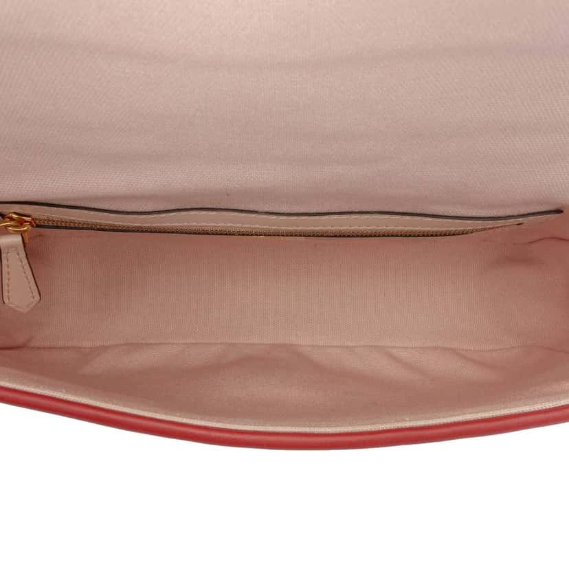 Fendi Zucca Embroidered Canvas Baguette Satchel Pink Canvas Good condition - Model View