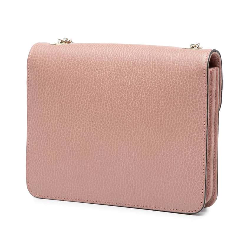 Gucci Small Dollar Calfskin Interlocking G Crossbody Pink Leather Very good condition - Back View