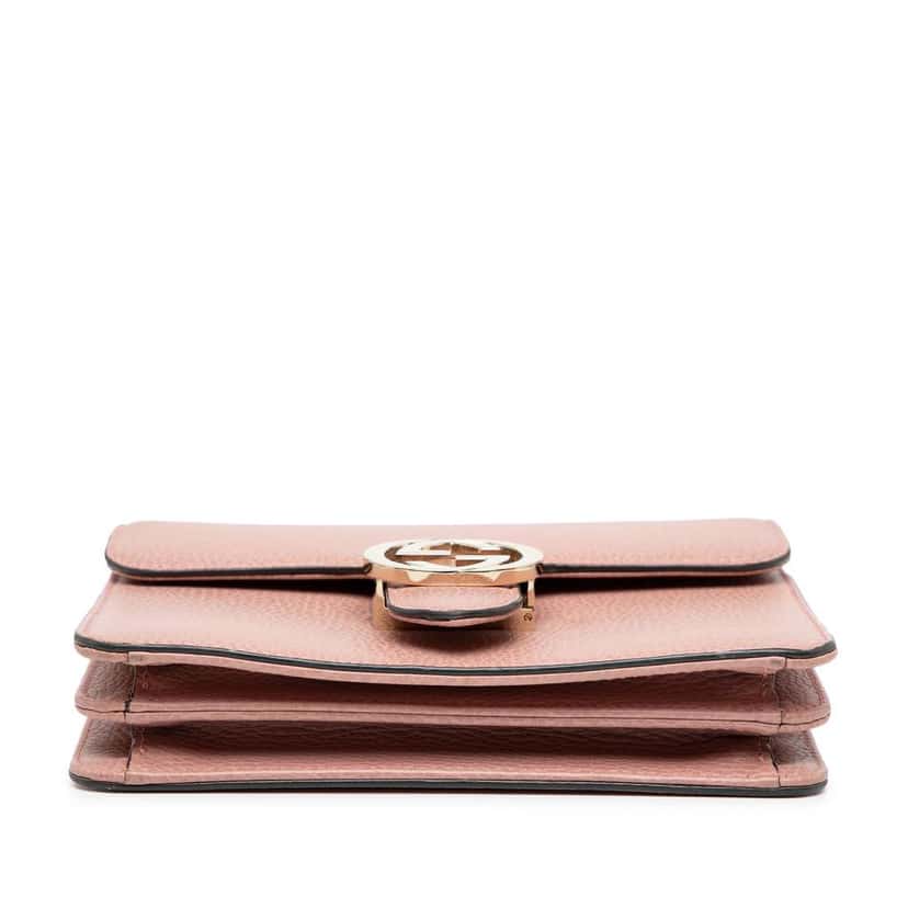 Gucci Small Dollar Calfskin Interlocking G Crossbody Pink Leather Very good condition - Inside View