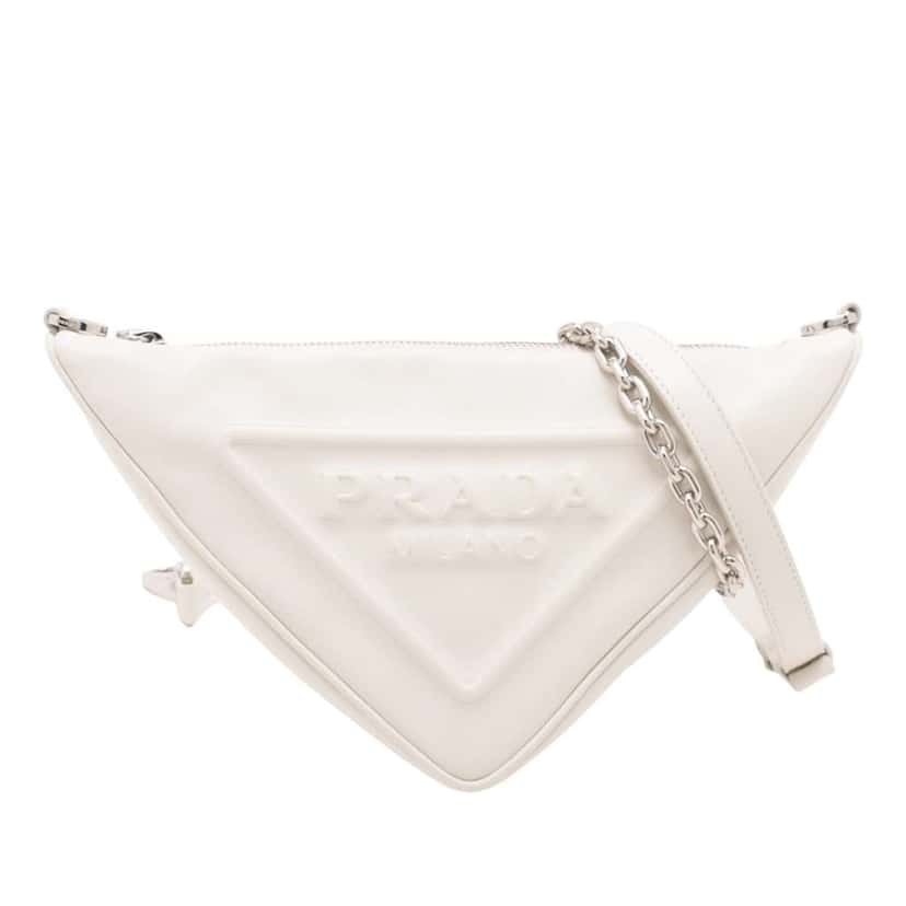 Prada Grace Lux Triangle Crossbody White Leather Good condition - Front View