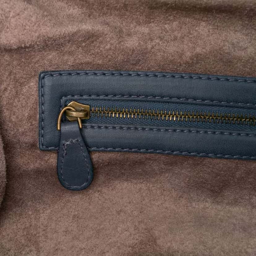 Bottega Veneta Nappa Intrecciato Frame Top Handle Bag Blue Leather Good condition - Box View