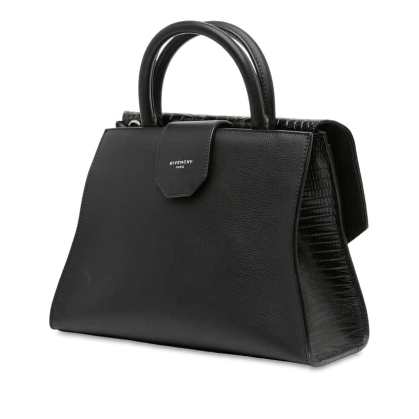 Givenchy Croc Embossed Calfskin Obsedia Satchel Black Leather Good condition - Back View