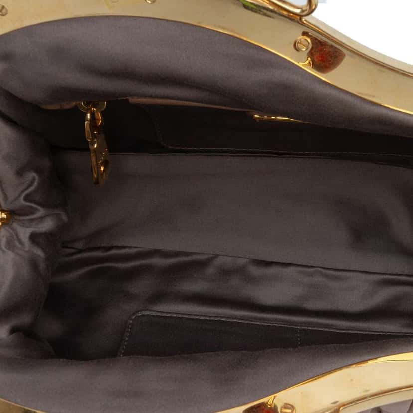 Miu Miu Matelasse Nappa Kiss Lock Clutch on Strap Brown Leather Good condition - Model View