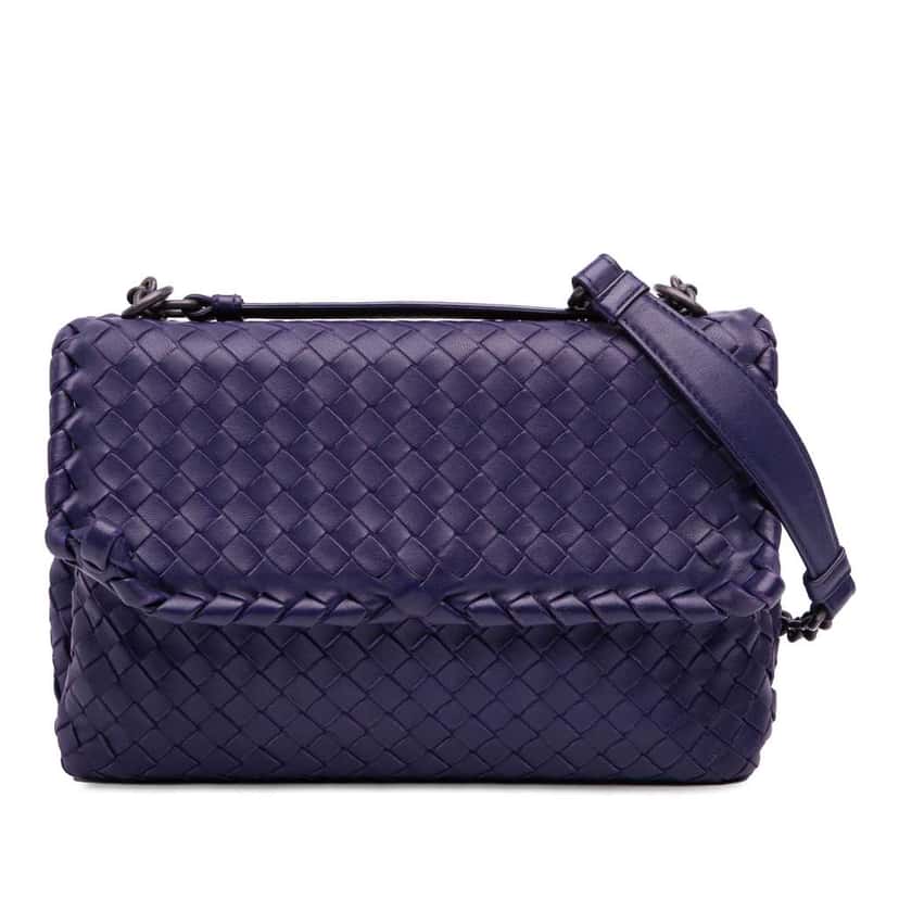 Bottega Veneta Small Nappa Intrecciato Olimpia Shoulder Bag Purple Leather Good condition - Front View