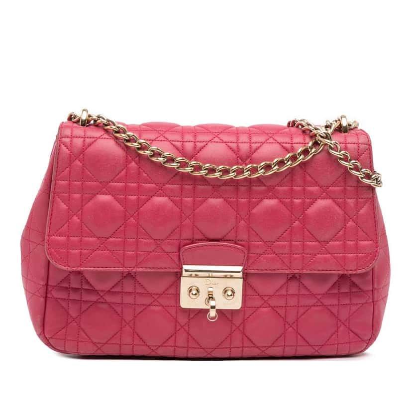 Dior Large Lambskin Cannage Miss Dior Flap Pink Leather Good condition - Front View