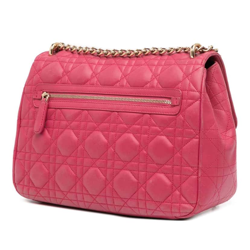 Dior Large Lambskin Cannage Miss Dior Flap Pink Leather Good condition - Back View