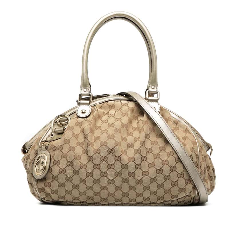 Gucci GG Canvas Sukey Satchel Brown Canvas Good condition - Front View