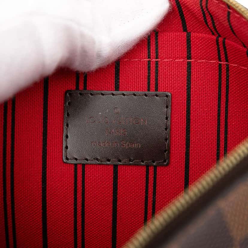 Louis Vuitton Damier Ebene Neverfull Pouch MM Brown Good condition - Box View