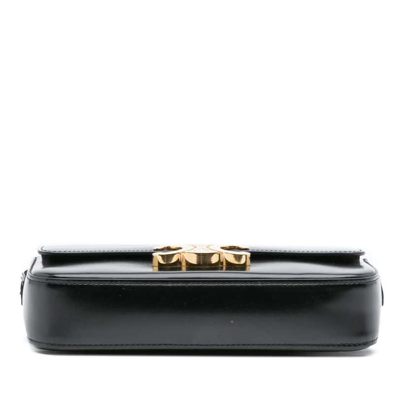 Celine Shiny Calfskin Claude Shoulder Bag Black Leather Good condition - Inside View