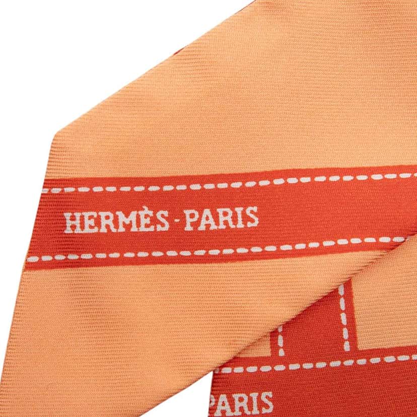 Hermès Bolduc Silk Twilly Scarf Orange Silk Very good condition - Inside View