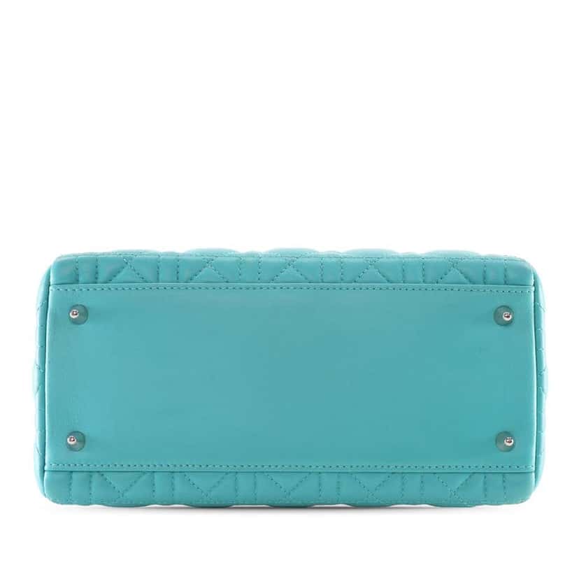 Dior Medium Lambskin Cannage Lady Dior Blue Leather Good condition - Inside View