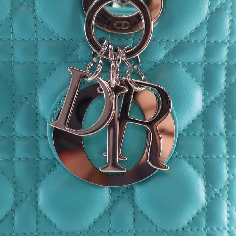 Dior Medium Lambskin Cannage Lady Dior Blue Leather Good condition - Box View