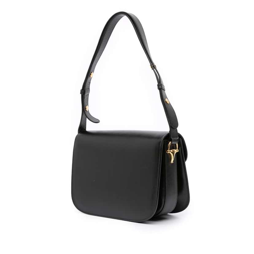 Gucci Medium Leather Horsebit 1955 Shoulder Bag Black Leather Good condition - Back View