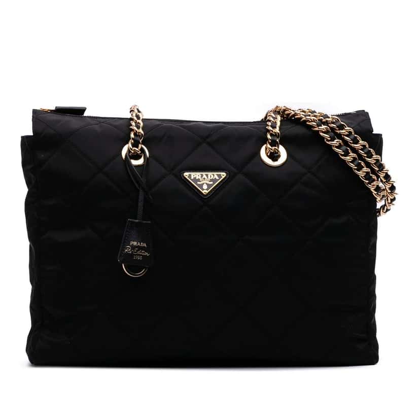 Prada Large Impuntu Re Nylon Re Edition 1995 Chaine Tote Black Good condition - Front View