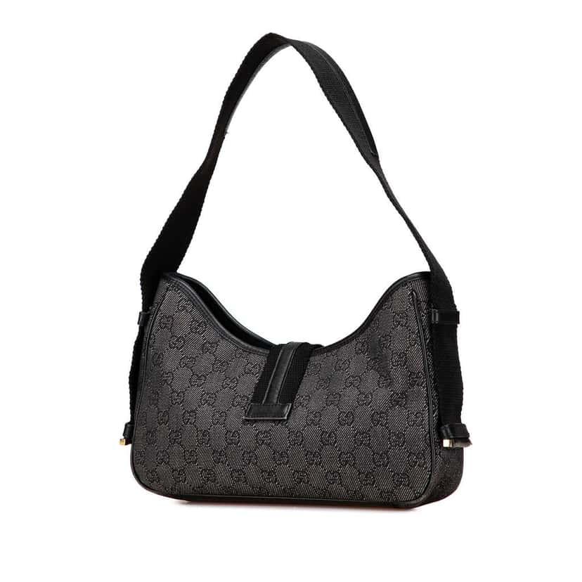 Gucci GG Denim Jackie Shoulder Bag Black Denim Good condition - Back View