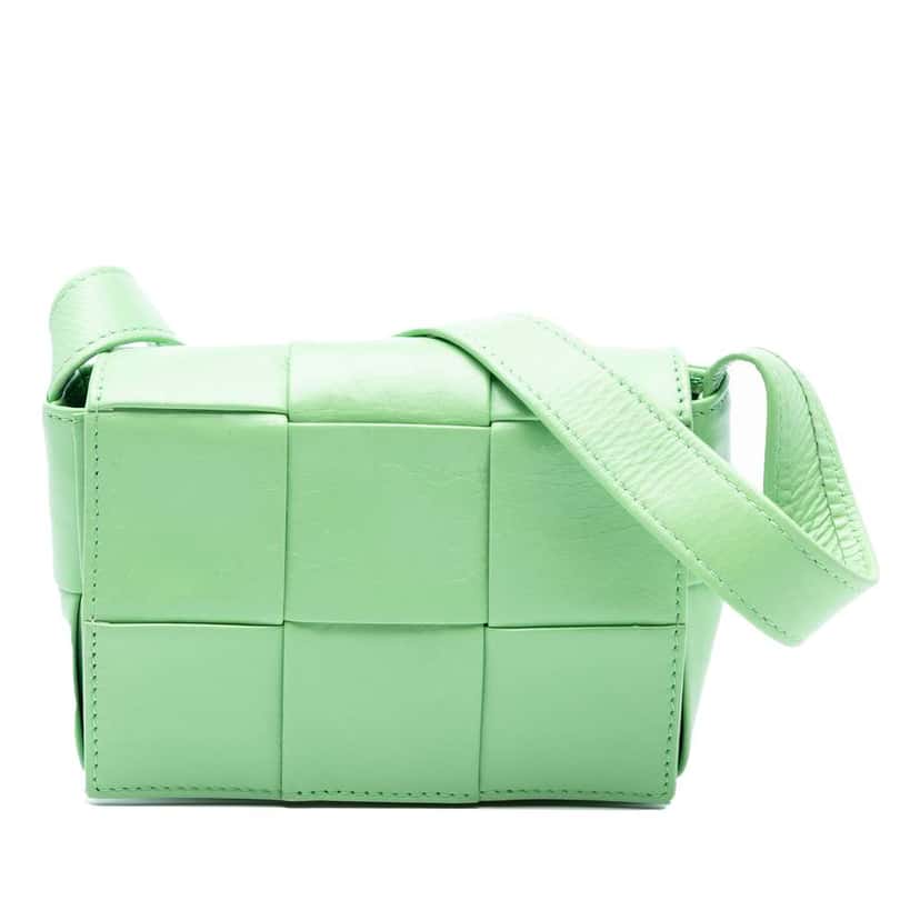 Bottega Veneta Extra Mini Nappa Intrecciato Cassette Crossbody Green Leather Good condition - Front View
