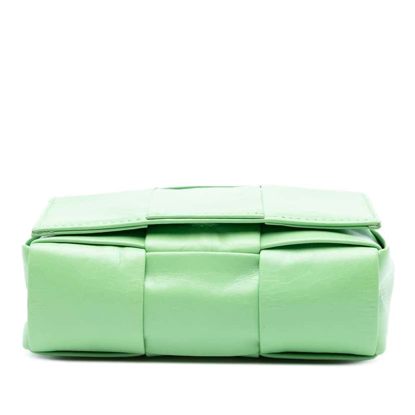 Bottega Veneta Extra Mini Nappa Intrecciato Cassette Crossbody Green Leather Good condition - Inside View