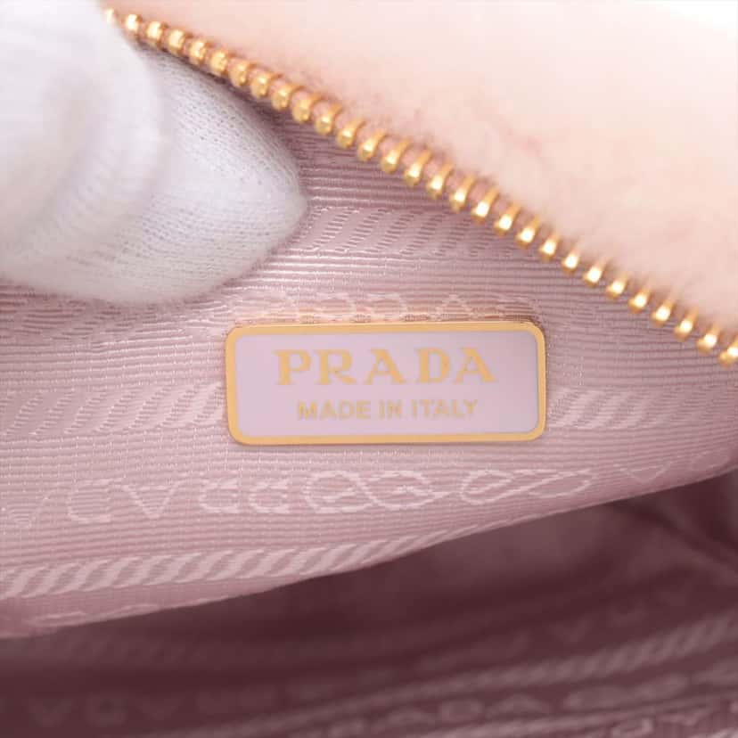 Prada Mini Shearling Triangle Satchel Pink Good condition - Model View