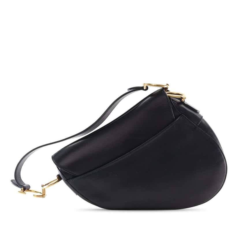 Dior Smooth Calfskin Saddle Bag Black Leather Good condition - Back View