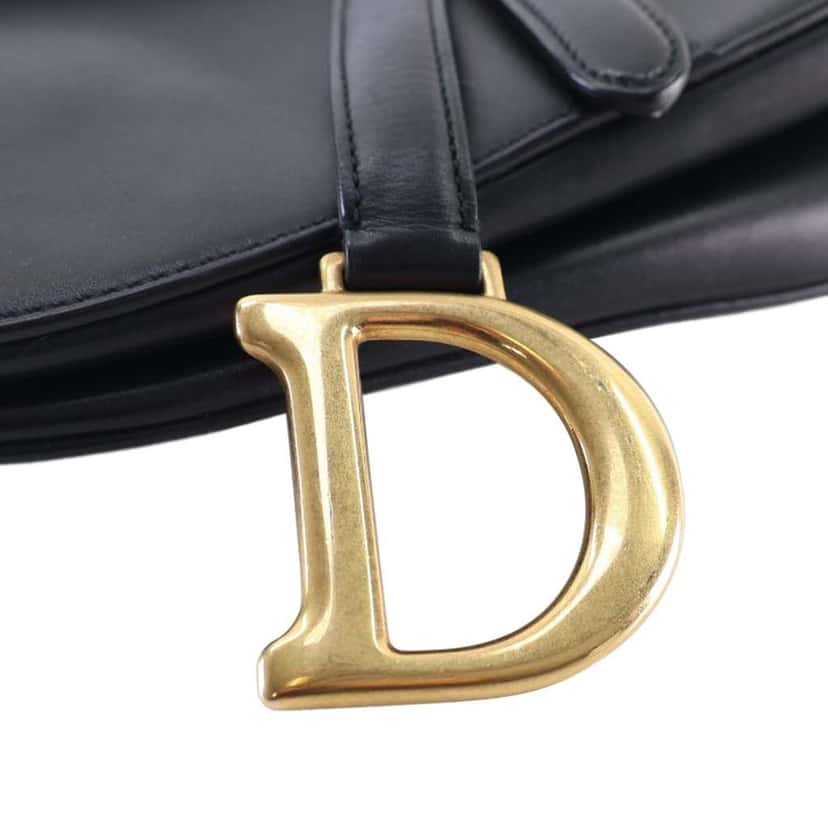 Dior Smooth Calfskin Saddle Bag Black Leather Good condition - Box View