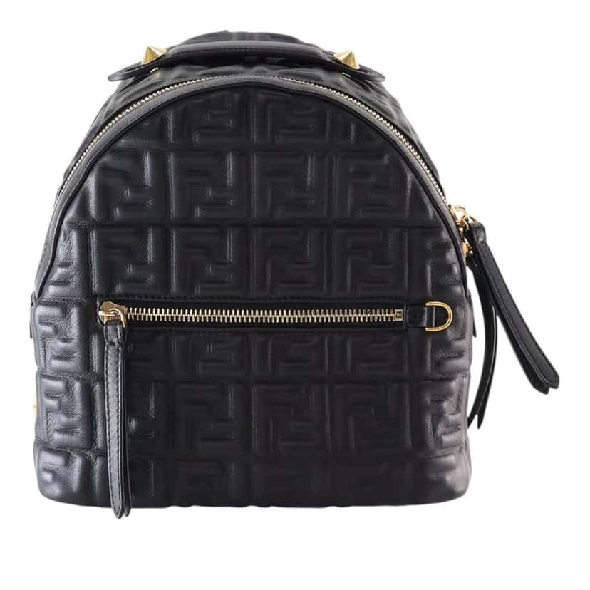 Fendi Mini Zucca Embossed Nappa By The Way Backpack Black Leather Good condition - Front View