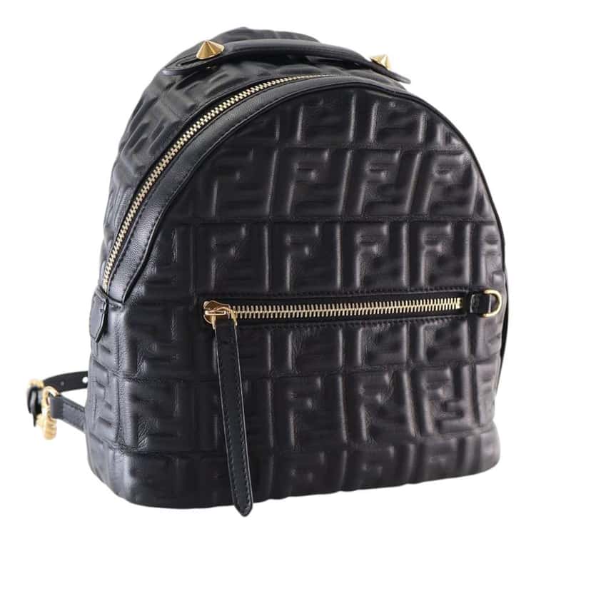 Fendi Mini Zucca Embossed Nappa By The Way Backpack Black Leather Good condition - Back View