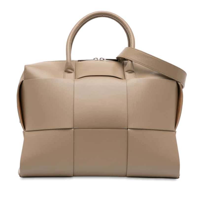 Bottega Veneta Calfskin Maxi Intrecciato Arco Briefcase Brown Leather Good condition - Front View