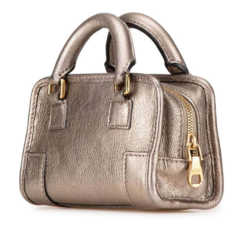 Loewe Micro Metallic Leather Amazona Satchel Gold Leather Good condition - Back View
